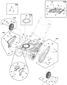 Wheel And Body Covering Group Diagram and Parts List for 1697350-00-SS22EL 2020 Briggs and Stratton Snow Blower